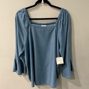 Liz Claiborne blue Chambray blouse top